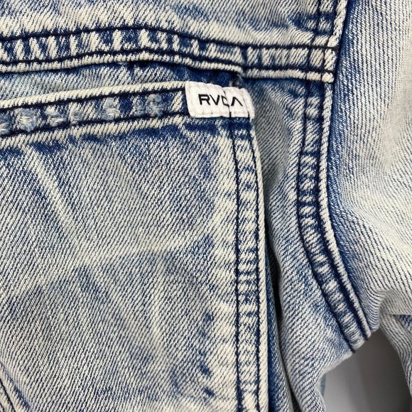 RVCA Mens denim jacket size small unisex light wash cotton distressed - Picture 9 of 13